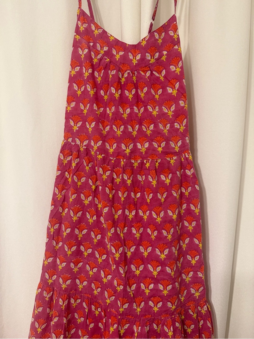 SZ Blockprints 100% Cotton Tiered Midi Bohemian Dress with Straps Size M - Picture 5 of 8